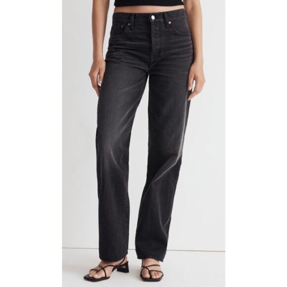 Madewell Low Slung Straight Jeans in Kent Wash Black Size 28 - Picture 4 of 10